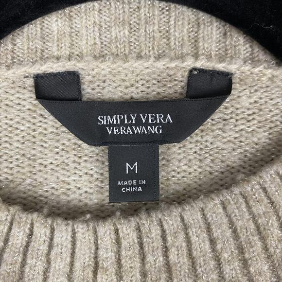 Simply Vera Vera Wang Sweater Womens Medium Gray Cable Knit Mock Neck Pullover - Picture 11 of 16